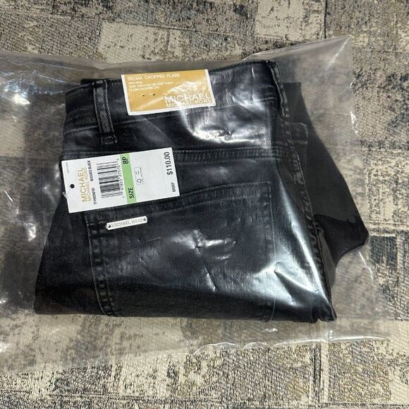 Michael Kors Women Jeans Selma Hi Rise 8P Black Selma Cropped Flare $110 NWT - Picture 2 of 10